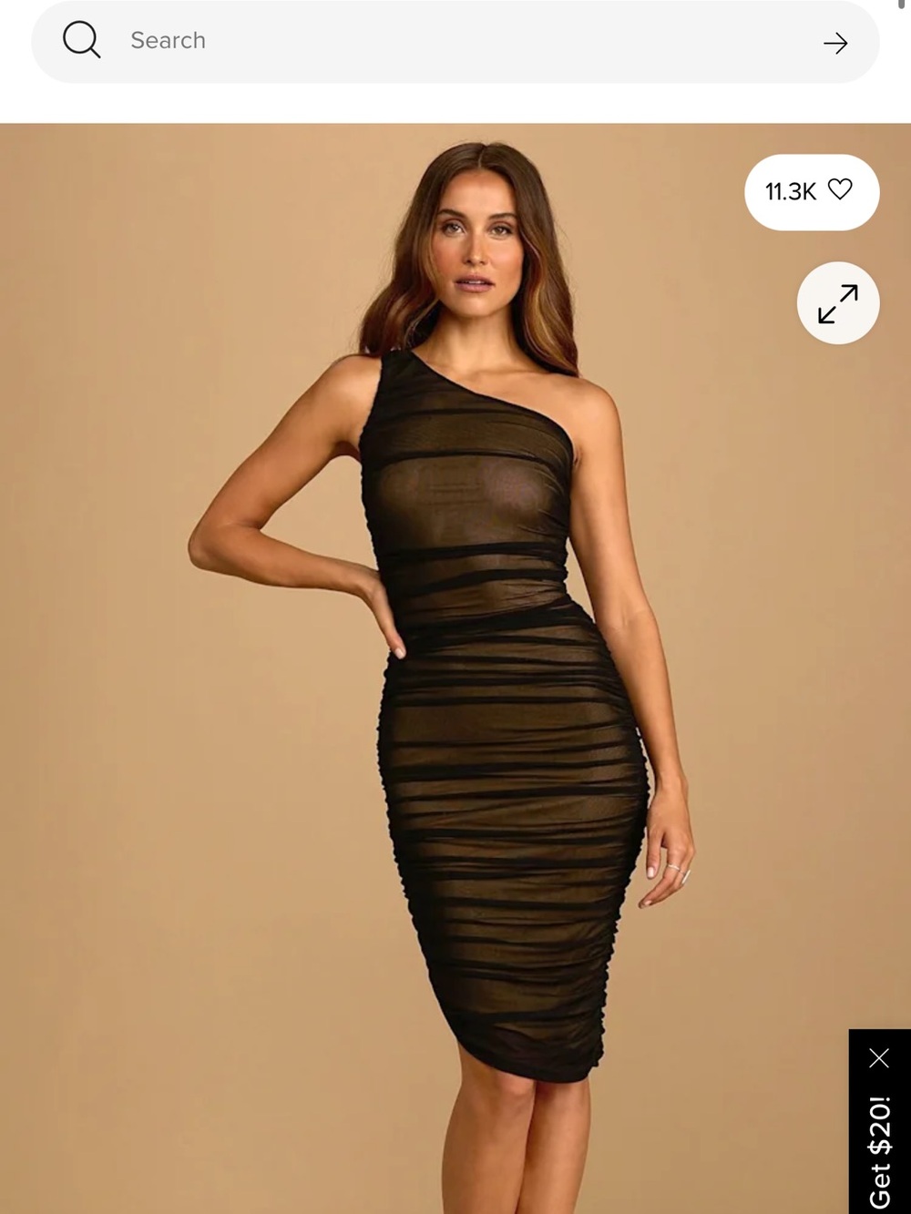 Lulus Women’s One-Shoulder Black Ruched Dress